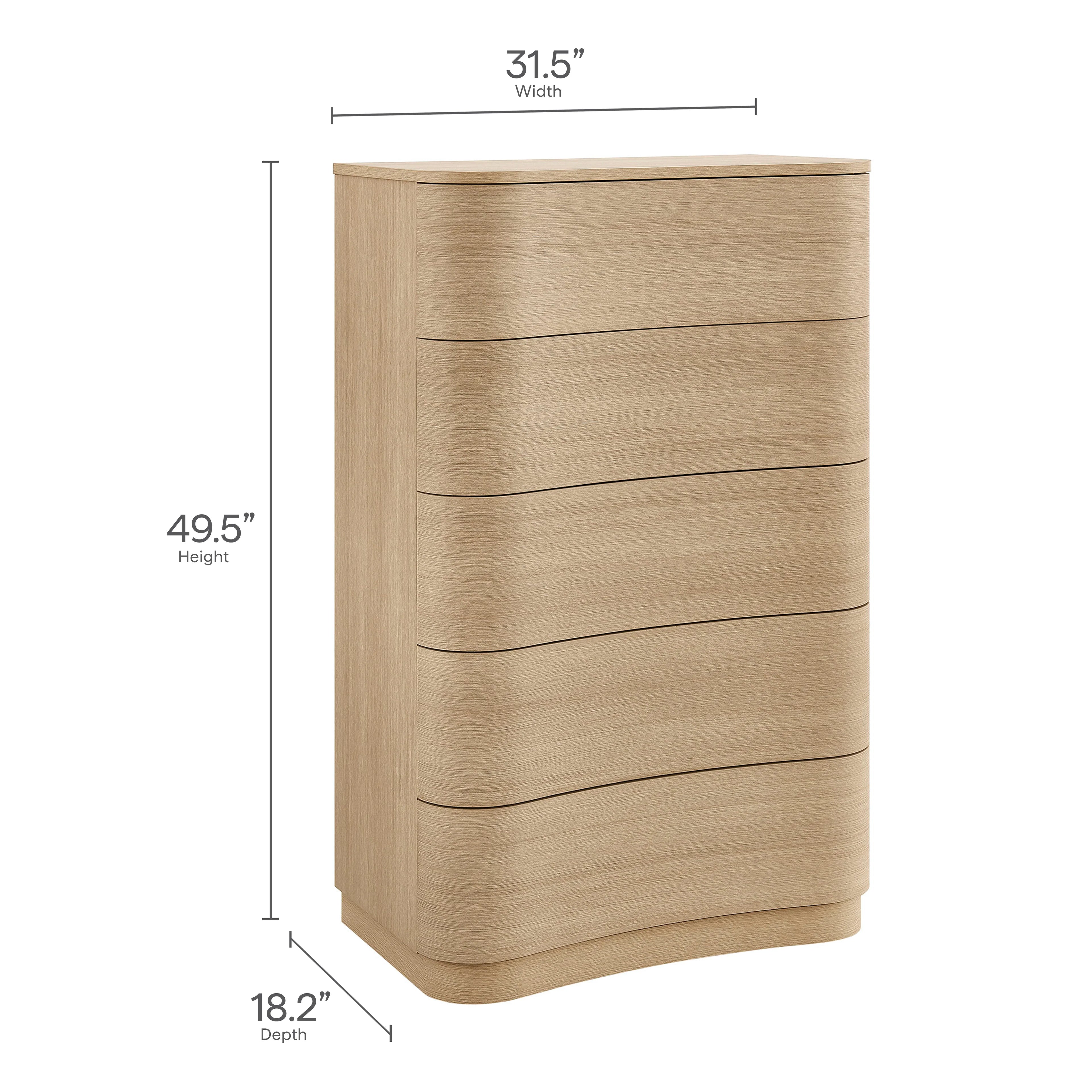 Mirae 5-Drawer Curved Dresser Chest