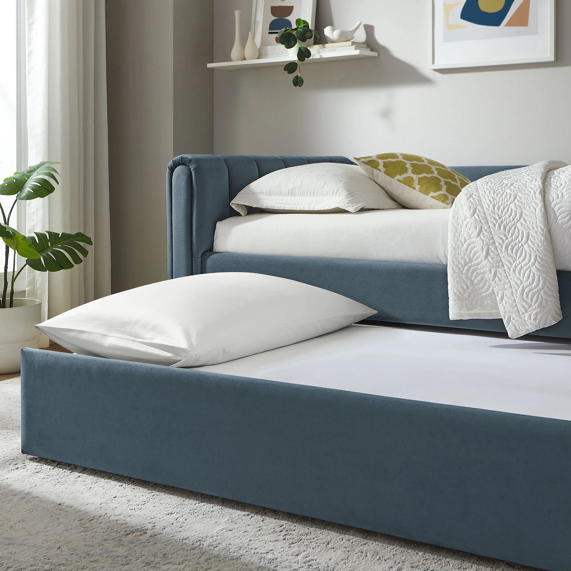 Veyla Channel Tufted Performance Velvet Twin Daybed With Trundle