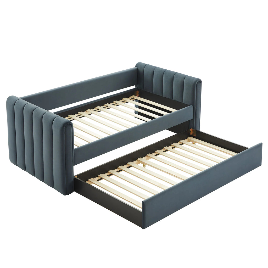 Veyla Channel Tufted Performance Velvet Twin Daybed With Trundle