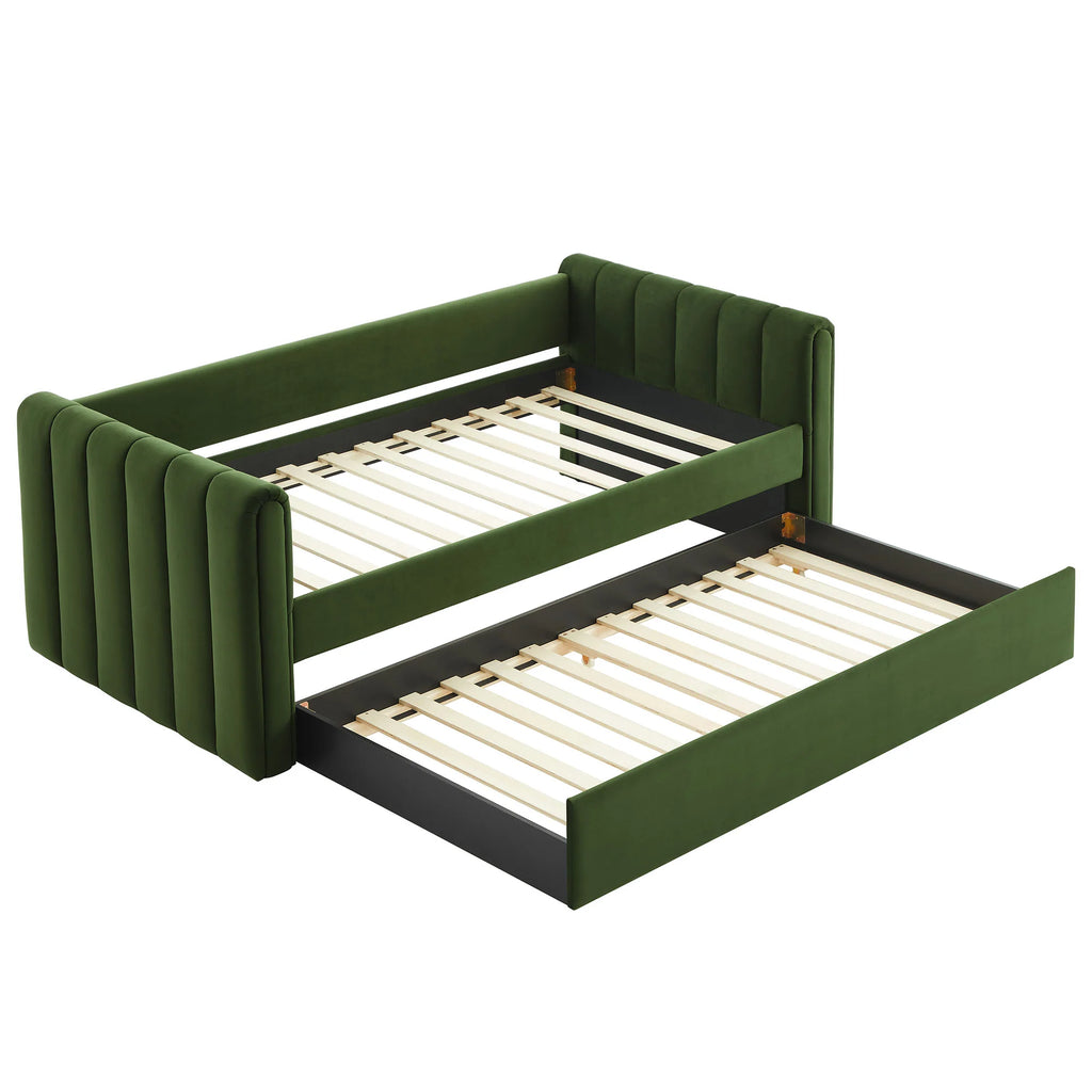 Veyla Channel Tufted Performance Velvet Twin Daybed With Trundle