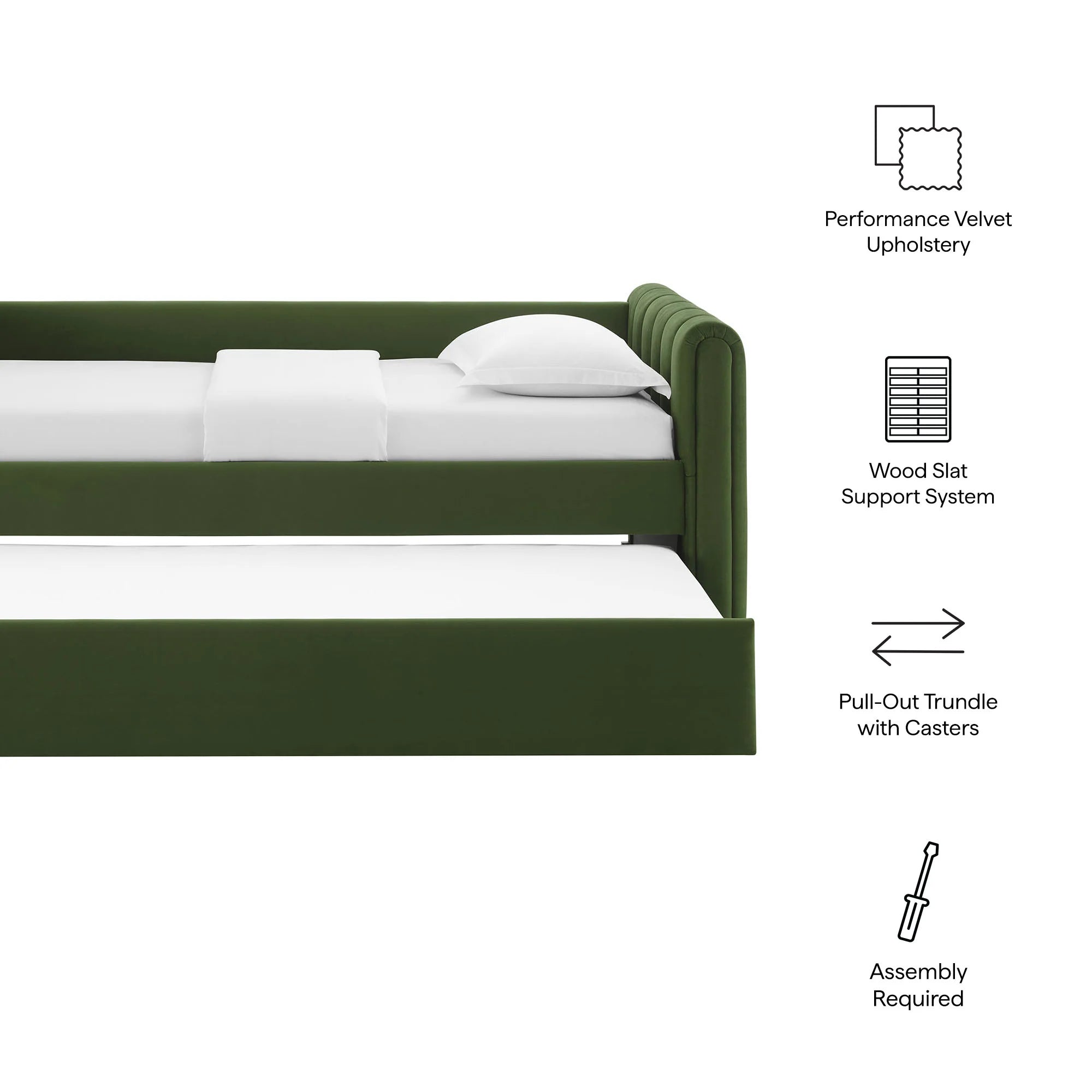 Veyla Channel Tufted Performance Velvet Twin Daybed With Trundle