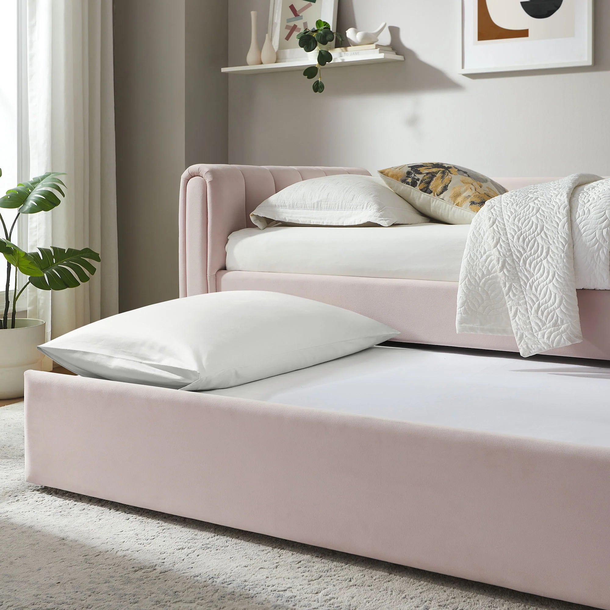 Veyla Channel Tufted Performance Velvet Twin Daybed With Trundle