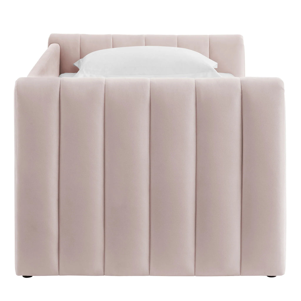 Veyla Channel Tufted Performance Velvet Twin Daybed With Trundle