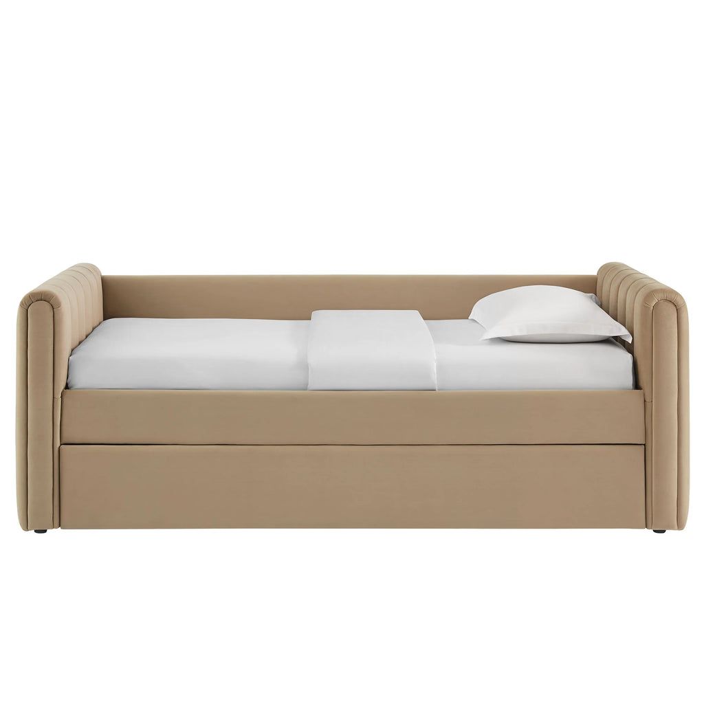 Veyla Channel Tufted Performance Velvet Twin Daybed With Trundle