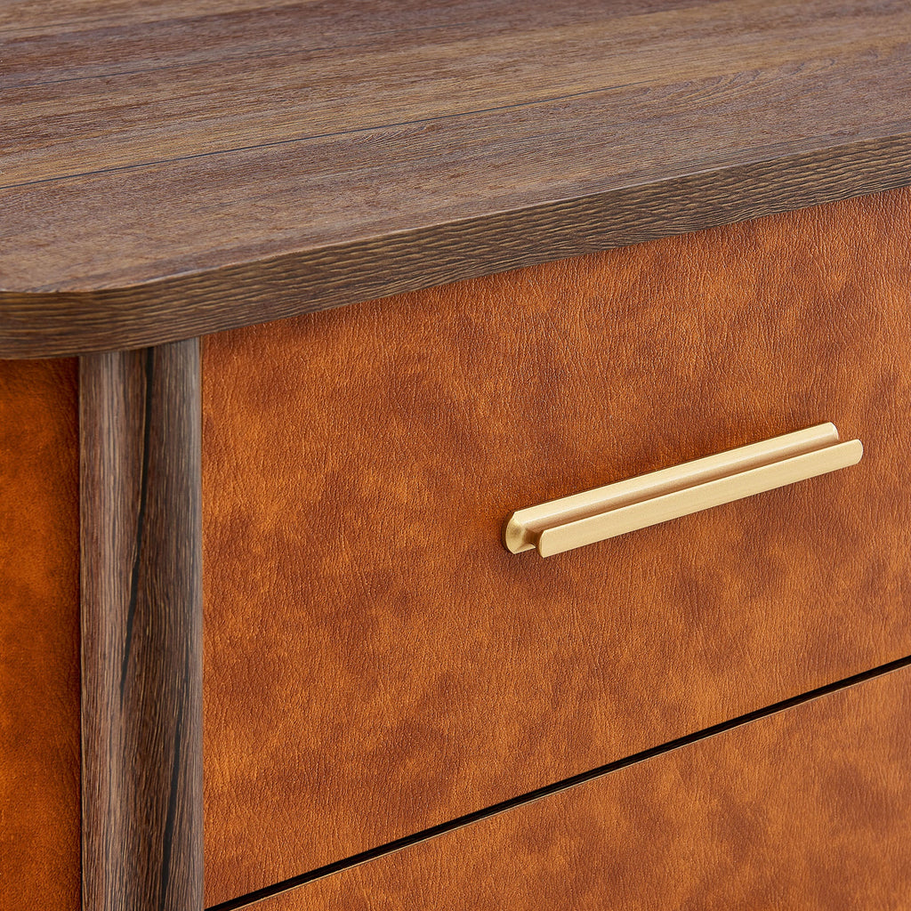 Coralie 2-Drawer Curved Vegan Leather Nightstand