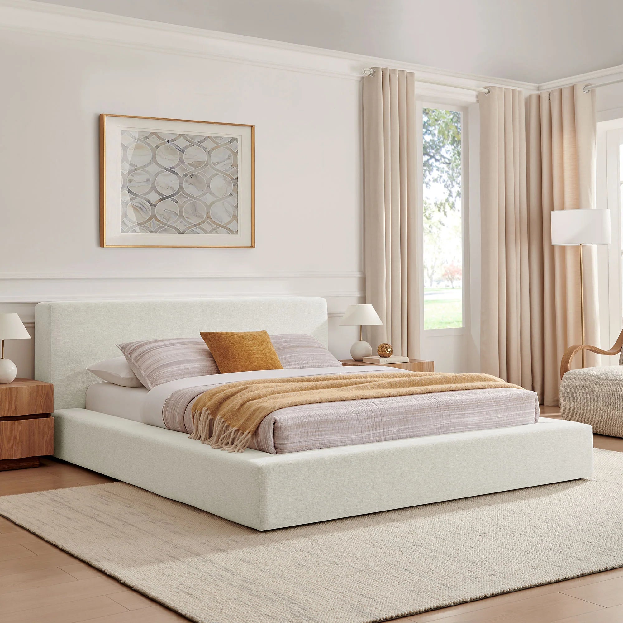 Luma Chenille Upholstered Platform Bed