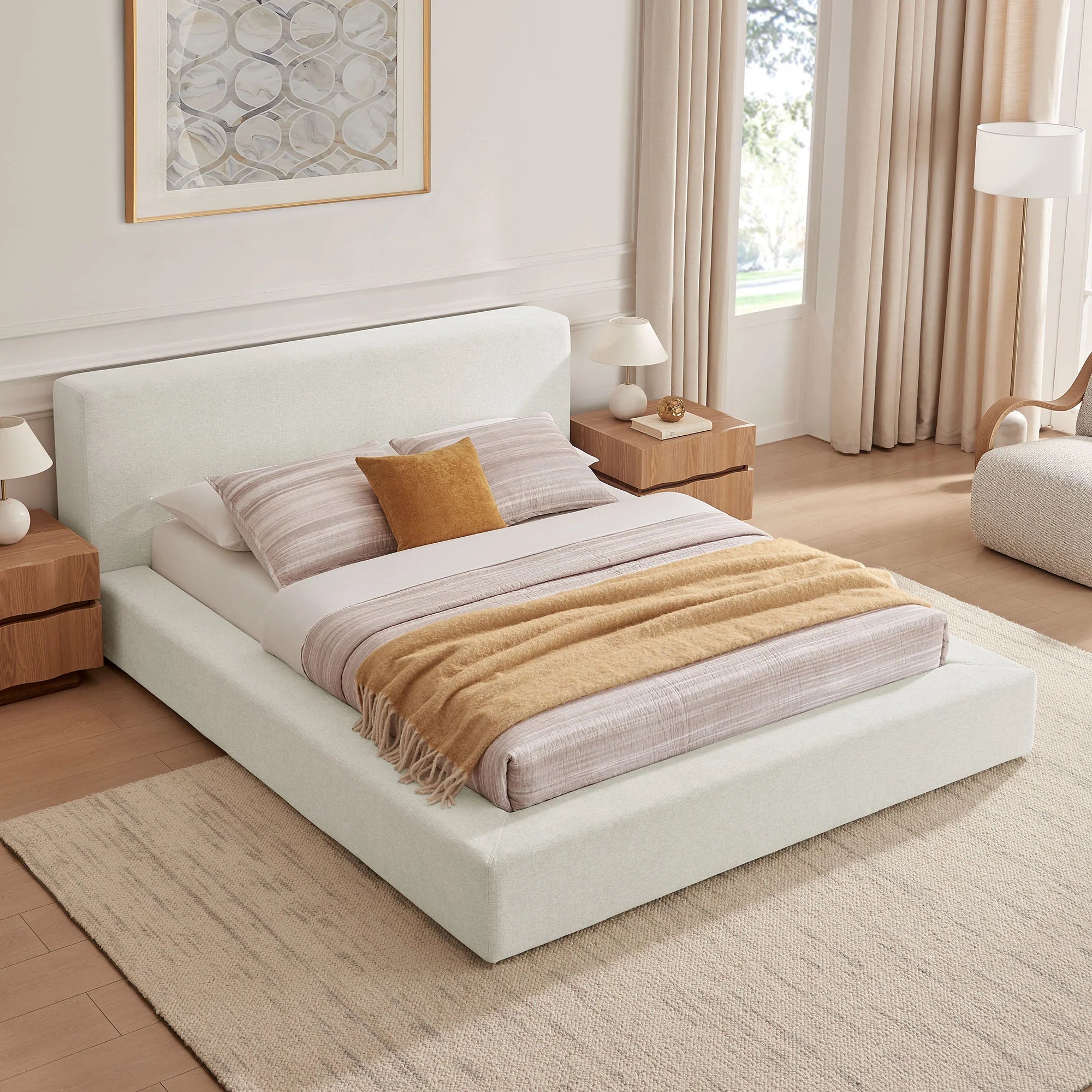 Luma Chenille Upholstered Platform Bed
