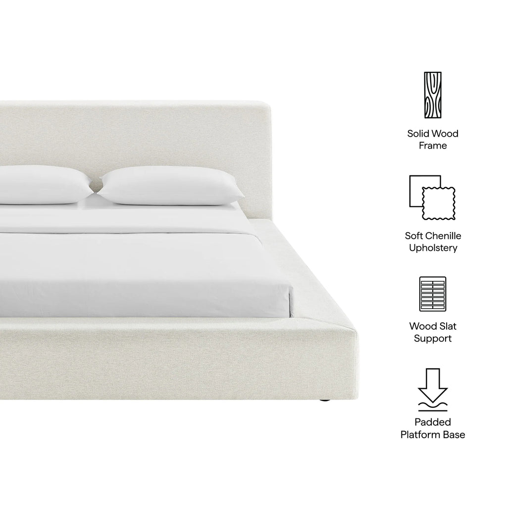 Luma Chenille Upholstered Platform Bed