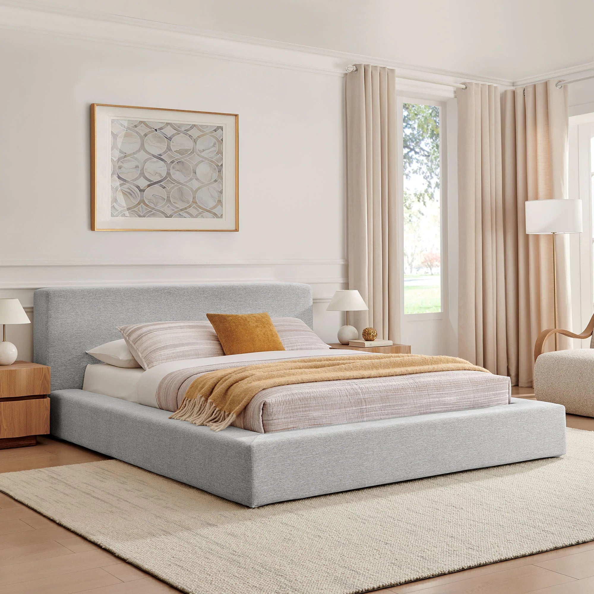 Luma Chenille Upholstered Platform Bed