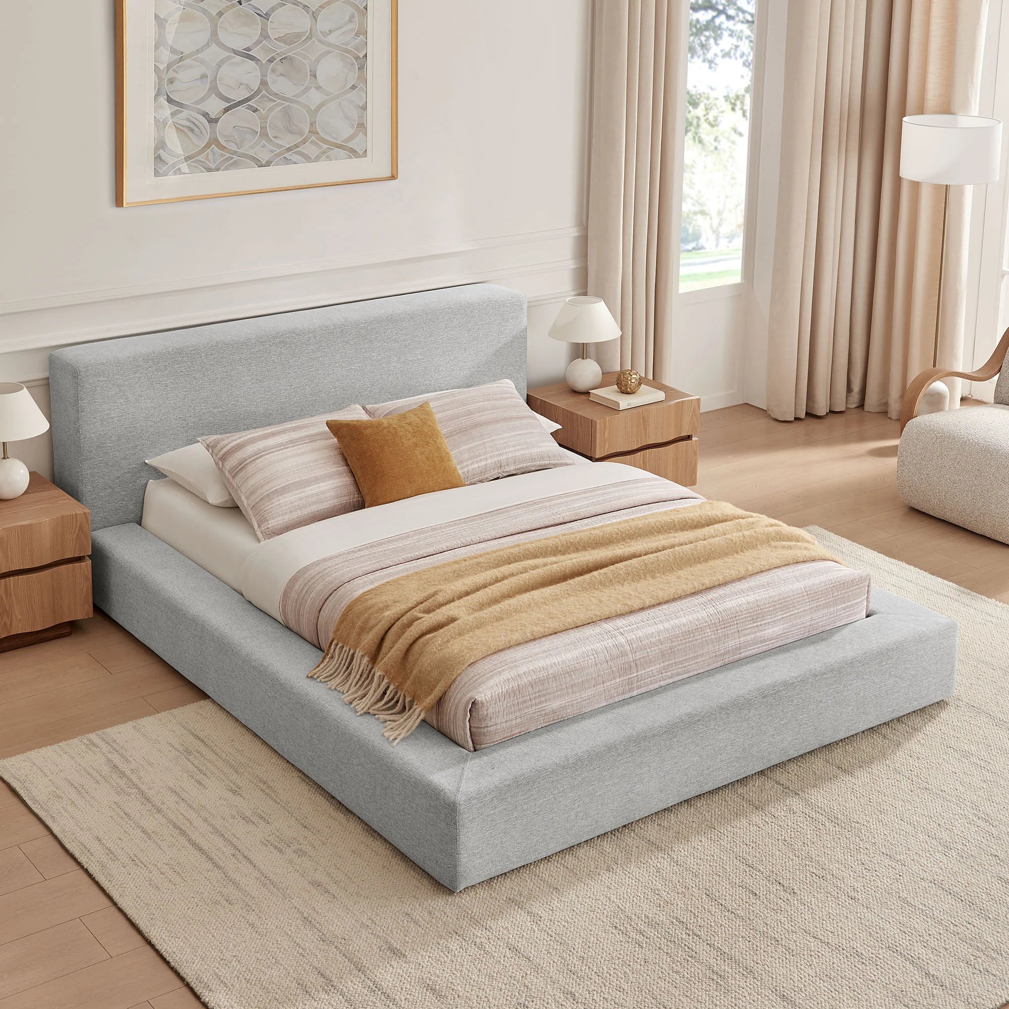 Luma Chenille Upholstered Platform Bed