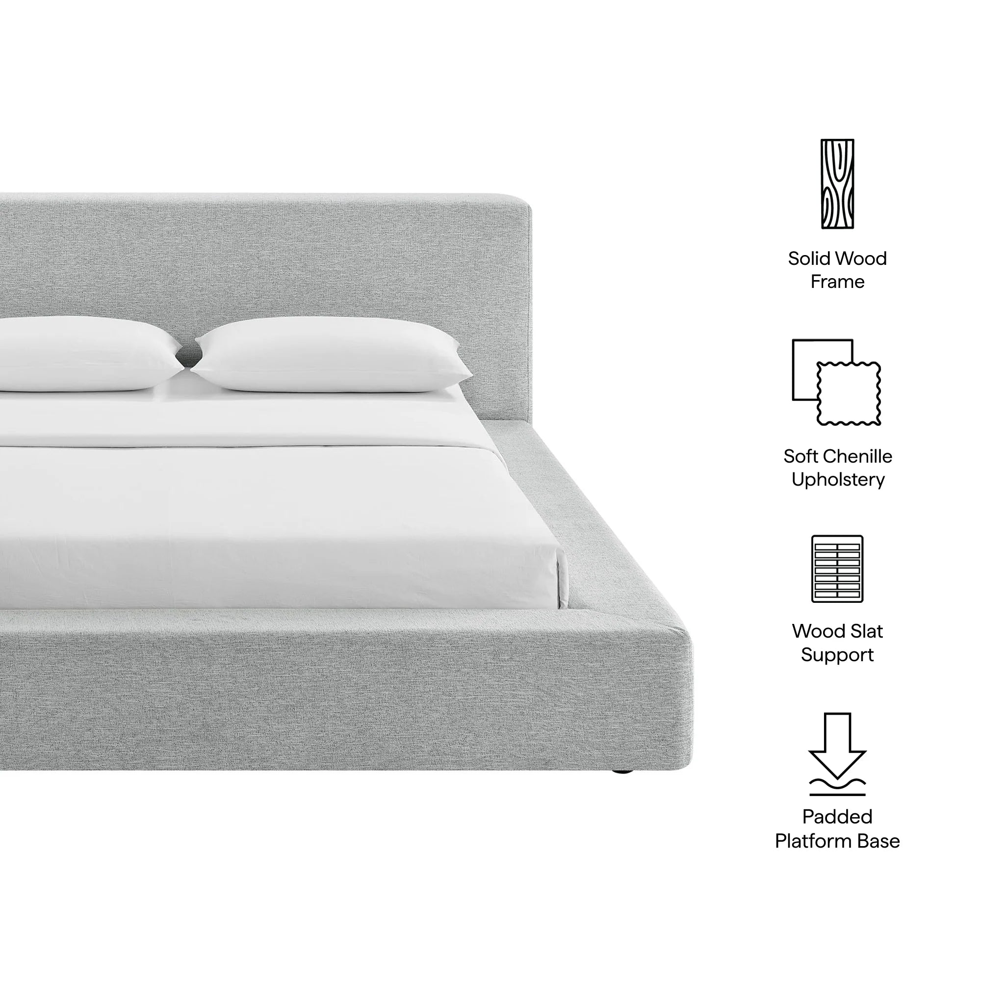 Luma Chenille Upholstered Platform Bed
