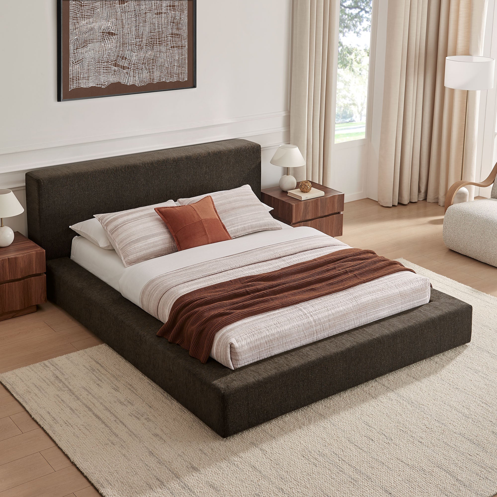 Luma Chenille Upholstered Platform Bed