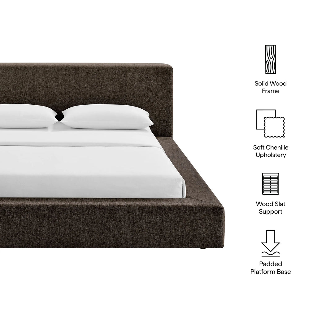 Luma Chenille Upholstered Platform Bed