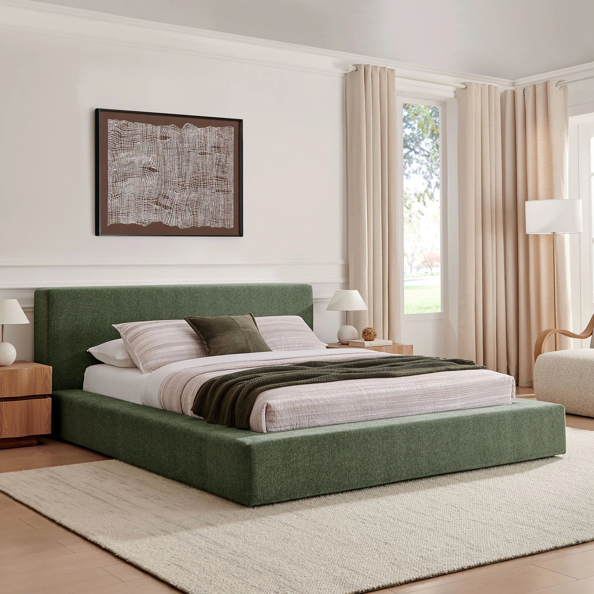 Luma Chenille Upholstered Platform Bed