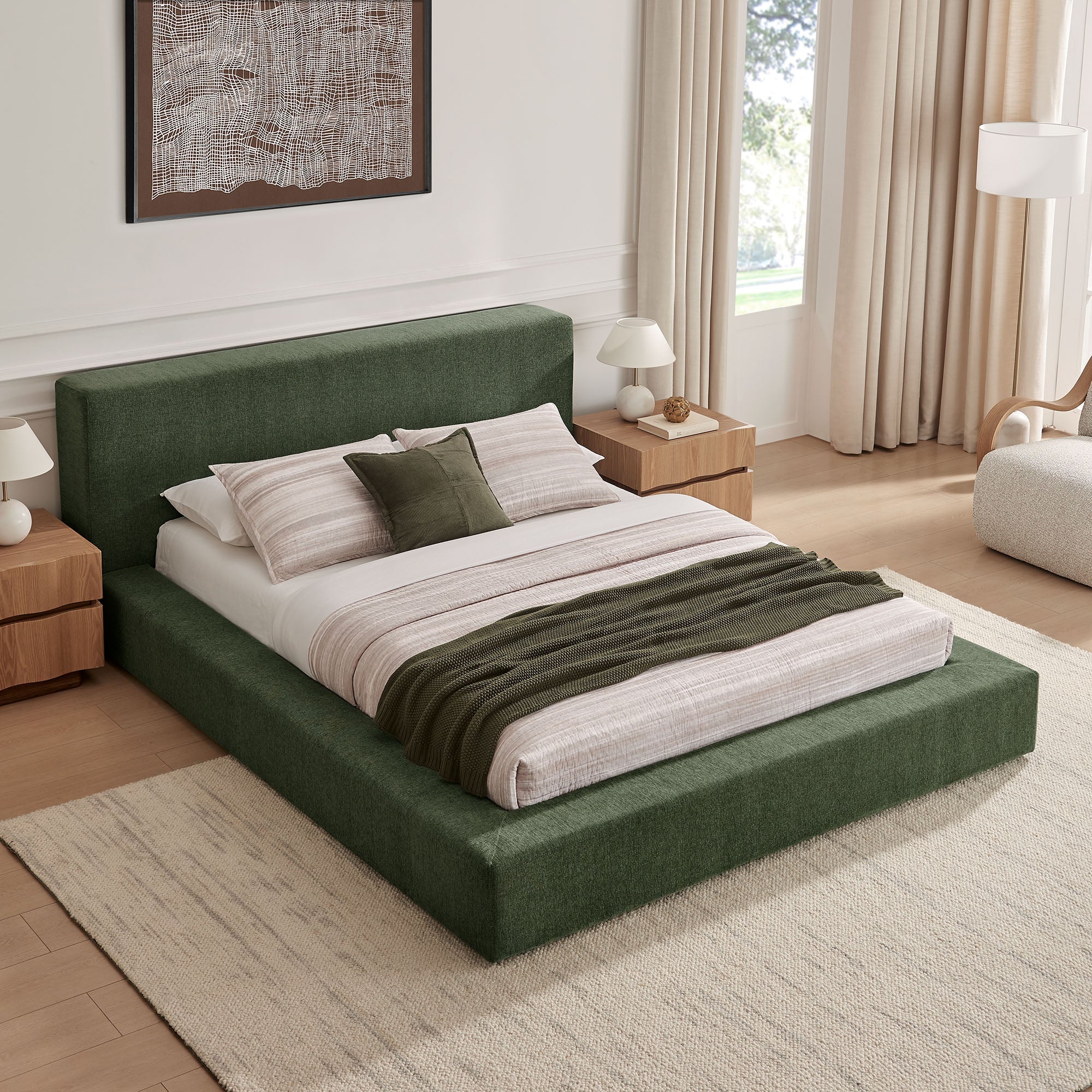 Luma Chenille Upholstered Platform Bed