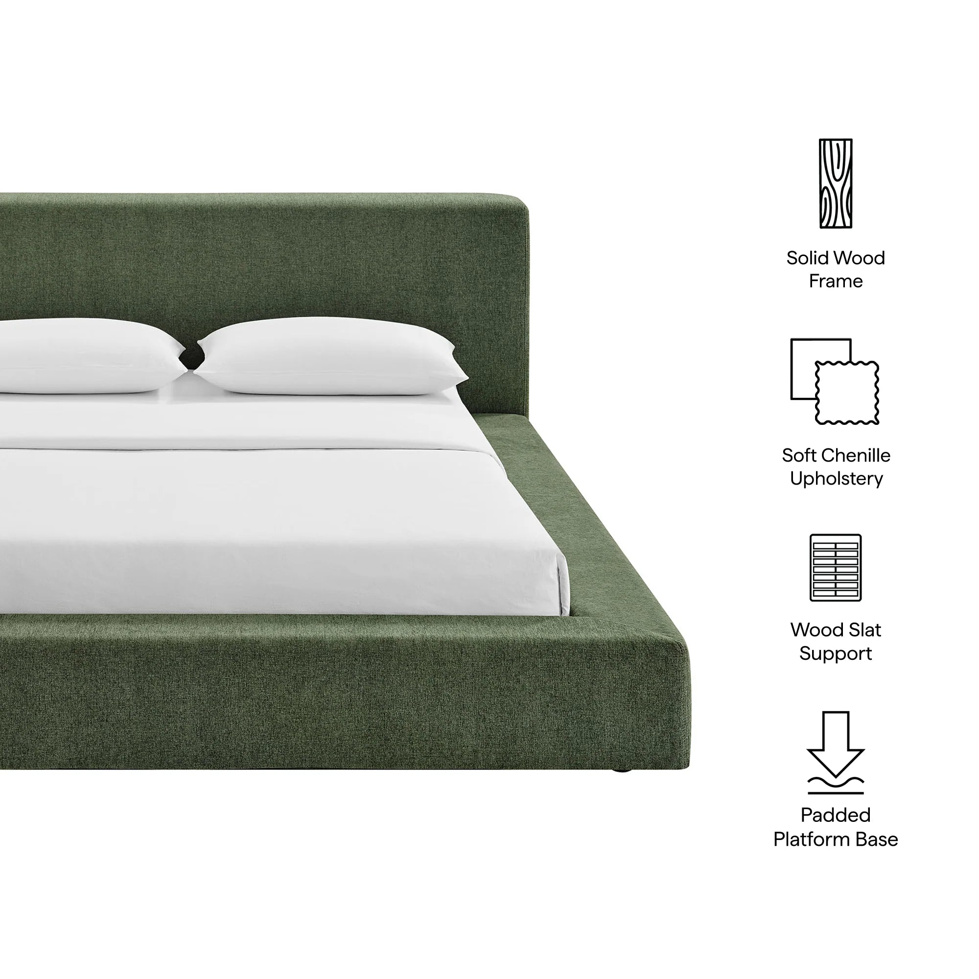 Luma Chenille Upholstered Platform Bed